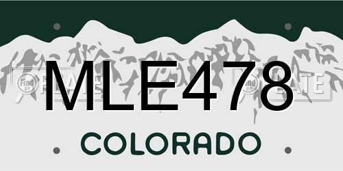 MLE478 Colorado License Plate