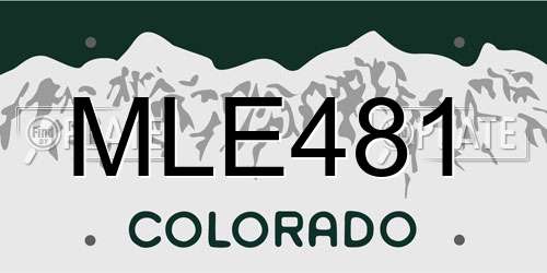 MLE481 Colorado License Plate