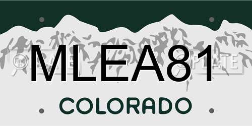 MLEA81 Colorado License Plate