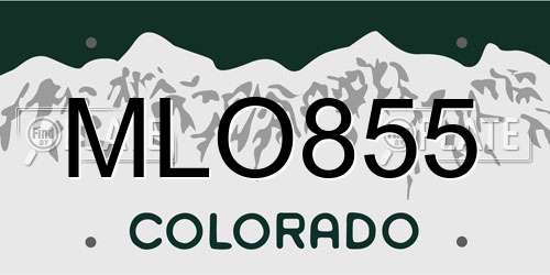 MLO855 Colorado License Plate