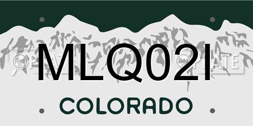 MLQ02I Colorado License Plate