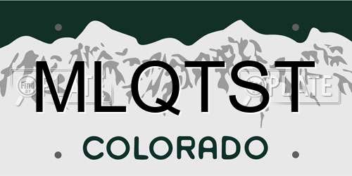 MLQTST Colorado License Plate
