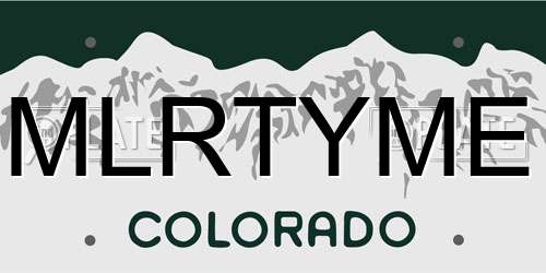 MLRTYME Colorado License Plate