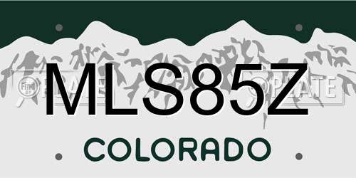 MLS85Z Colorado License Plate