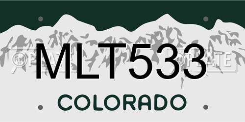 MLT533 Colorado License Plate