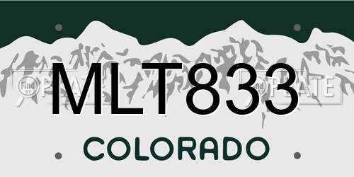 MLT833 Colorado License Plate