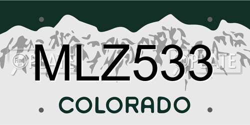 MLZ533 Colorado License Plate