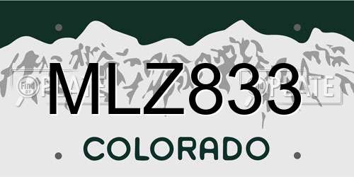 MLZ833 Colorado License Plate