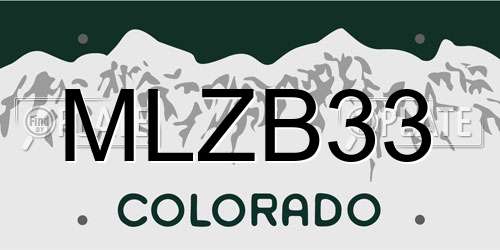 MLZB33 Colorado License Plate