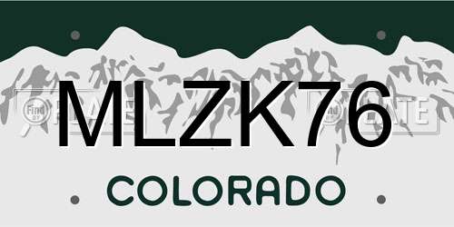 MLZK76 Colorado License Plate