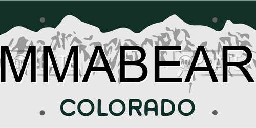 MMABEAR Colorado License Plate