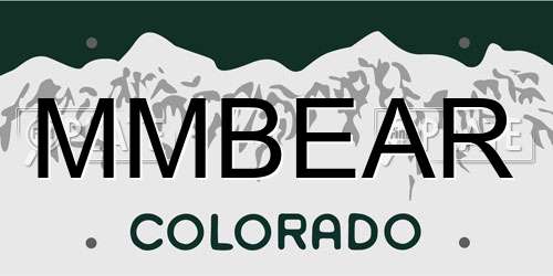 MMBEAR Colorado License Plate