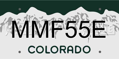 MMF55E Colorado License Plate