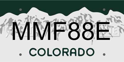 MMF88E Colorado License Plate