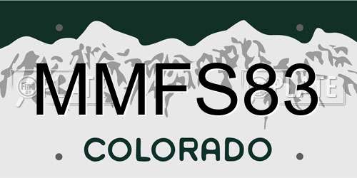 MMFS83 Colorado License Plate