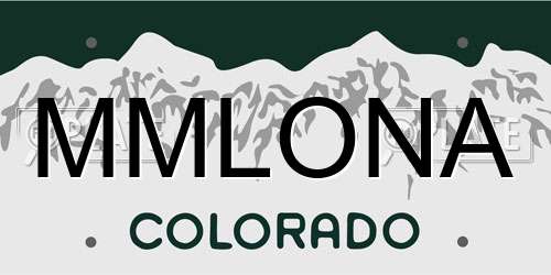 MMLONA Colorado License Plate