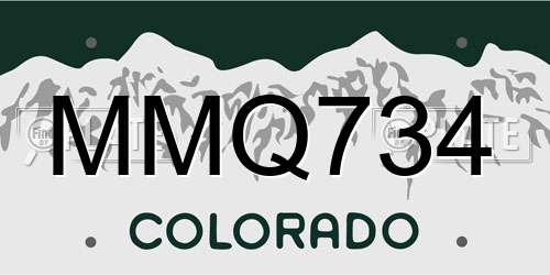 MMQ734 Colorado License Plate