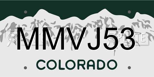 MMVJ53 Colorado License Plate