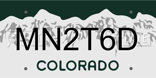 MN2T6D Colorado License Plate