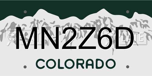 MN2Z6D Colorado License Plate