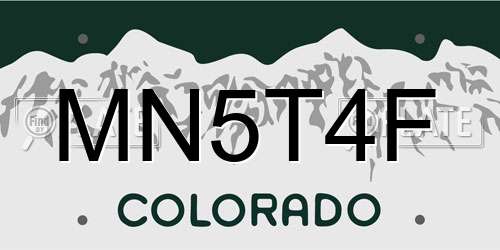 MN5T4F Colorado License Plate