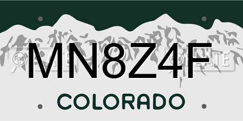 MN8Z4F Colorado License Plate