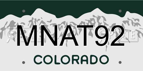 MNAT92 Colorado License Plate