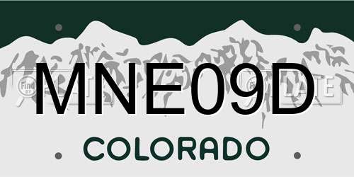 MNE09D Colorado License Plate