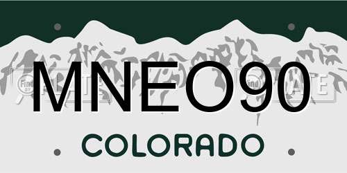 MNEO90 Colorado License Plate