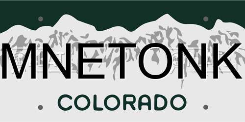 MNETONK Colorado License Plate