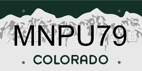 MNPU79 Colorado License Plate