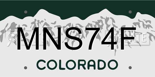 MNS74F Colorado License Plate