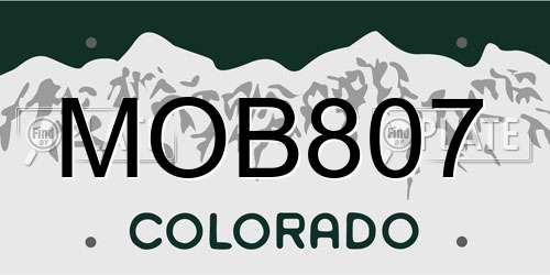 MOB807 Colorado License Plate