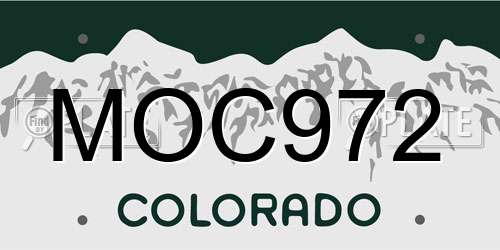 MOC972 Colorado License Plate