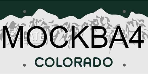 MOCKBA4 Colorado License Plate