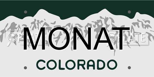 MONAT Colorado License Plate