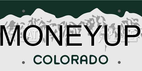 MONEYUP Colorado License Plate
