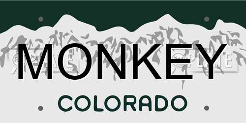 MONKEY Colorado License Plate