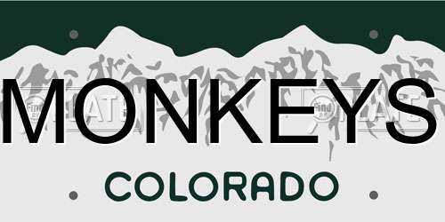 MONKEYS Colorado License Plate