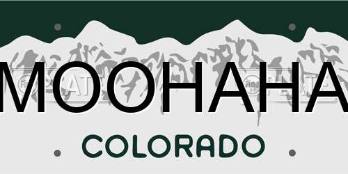 MOOHAHA Colorado License Plate