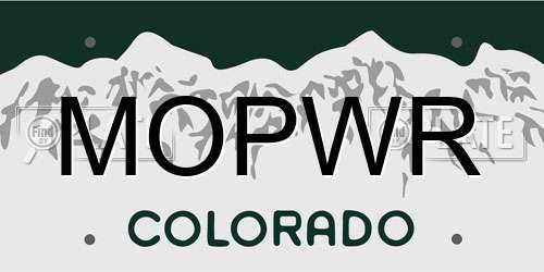 MOPWR Colorado License Plate