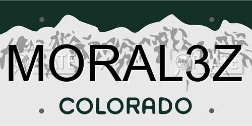 MORAL3Z Colorado License Plate