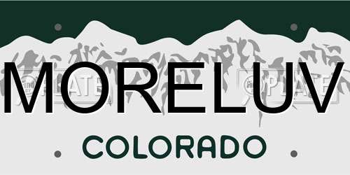 MORELUV Colorado License Plate