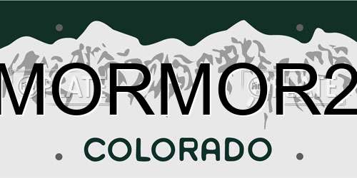 MORMOR2 Colorado License Plate