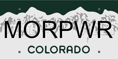 MORPWR Colorado License Plate
