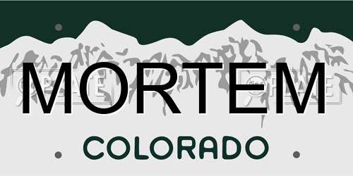 MORTEM Colorado License Plate