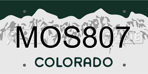 MOS807 Colorado License Plate