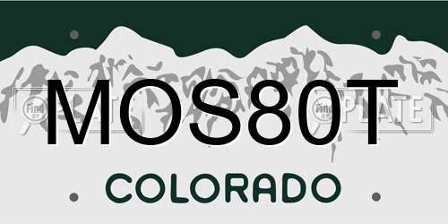 MOS80T Colorado License Plate