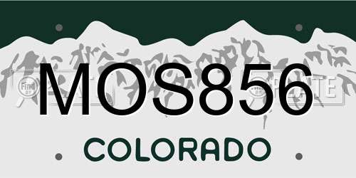 MOS856 Colorado License Plate