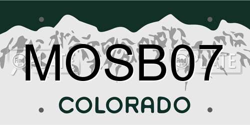 MOSB07 Colorado License Plate